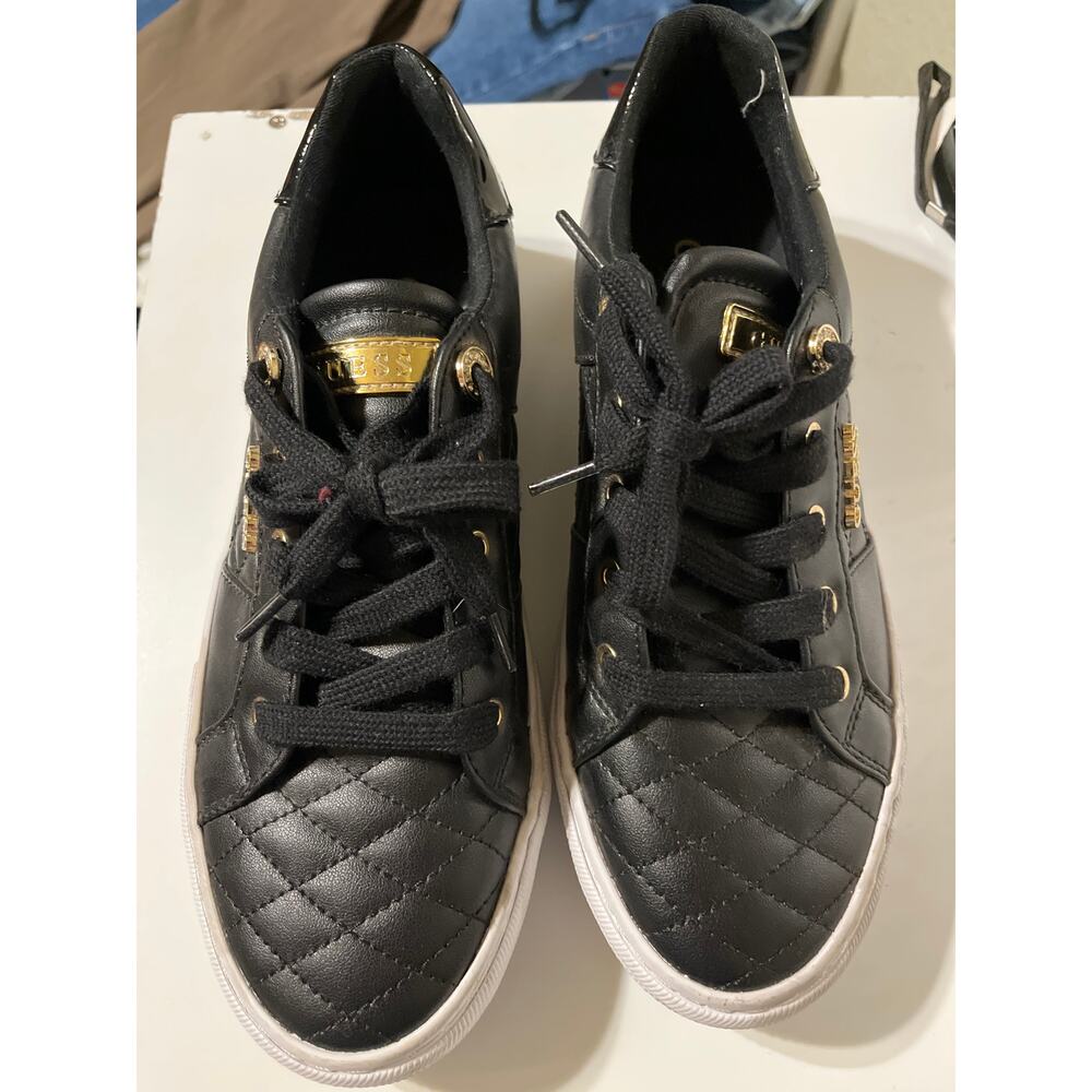 Guess Black and Gold Quilted Sneakers